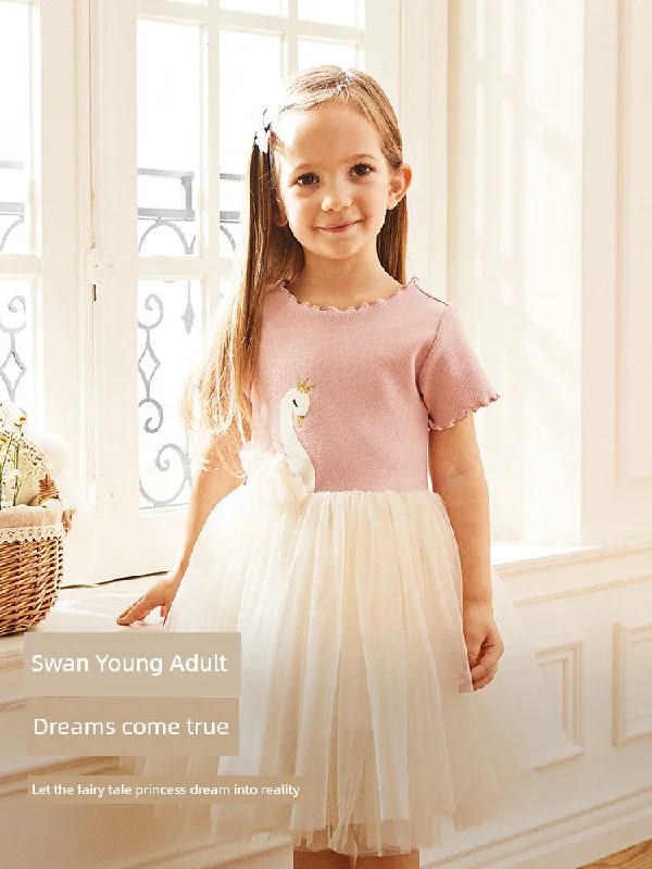 Dave & Bella Girl Dress Summer Dress Kids Baby Swan Princess Dress Little Girl Tulle Skirt Western Style Dave & Bella Girl Dress Summer Dress Kids Baby Swan Princess Dress Little Girl Tulle Skirt Western Style