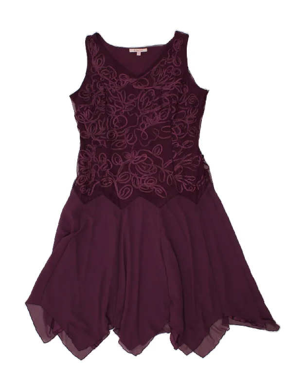 JACQUES VERT Womens Sleeveless Asymmetrical Dress UK 18 XL Maroon