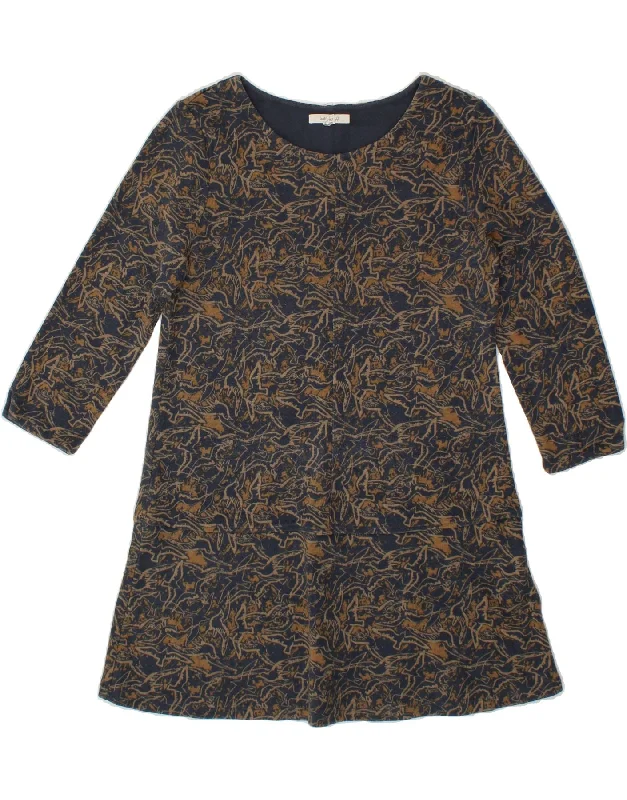 WHITE STUFF Womens Abstract Pattern A-Line Dress UK 10 Small Navy Blue