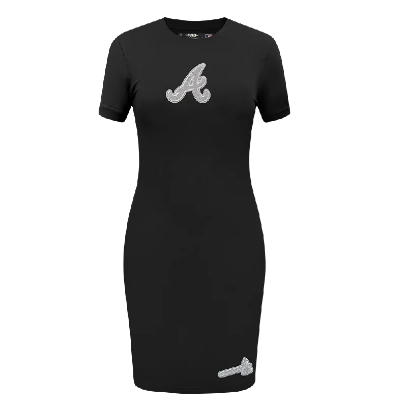 MLB ATLANTA BRAVES REVERSE FRENCH TERRY WOMEN'S BODY CON DRESS (BLACK)