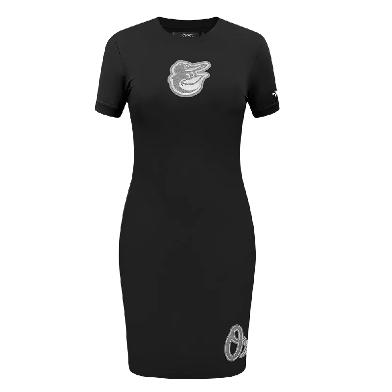 MLB BALTIMORE ORIOLES REVERSE FRENCH TERRY WOMEN'S BODY CON DRESS (BLACK)