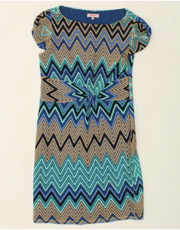 PER UNA Womens Crochet Shift Dress UK 14 Medium Blue Chevron