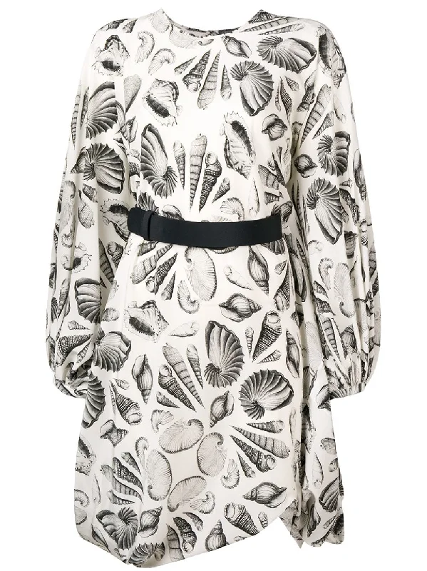 seashell print drape dress