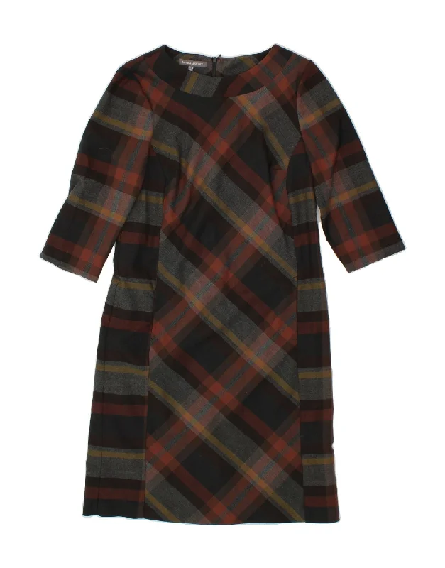 LAURA ASHLEY Womens Shift Dress UK 10 Small  Black Check Polyester