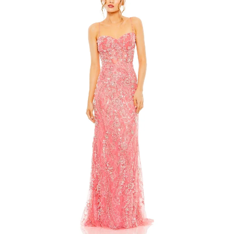 Womens Lace Embellished Evening Dress