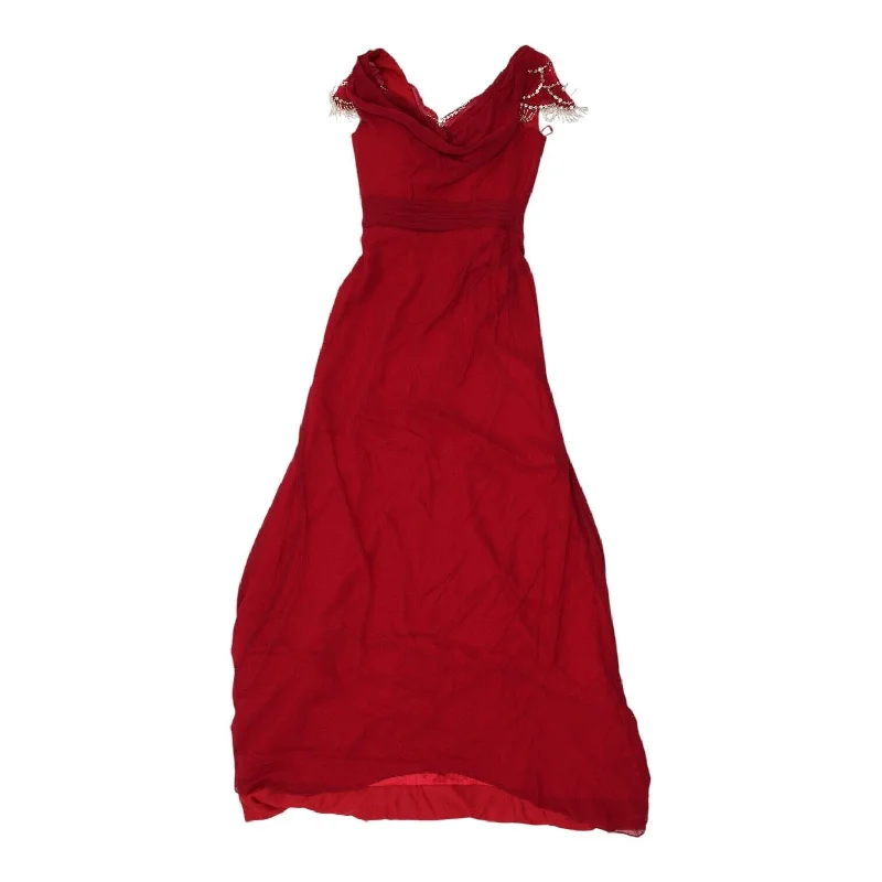 Vintage Womens Red Sleeveless Prom Dress | Luxury Formal Evening Gown VTG