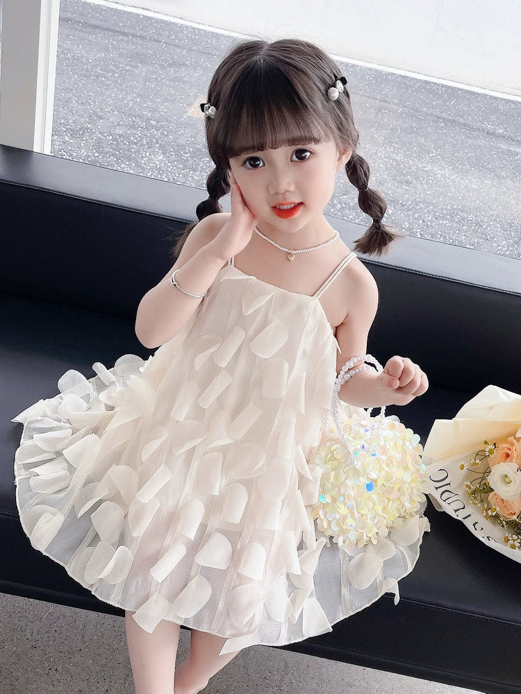 Women Children's Summer Clothing Petals Sleeveless Sling Dress 2023 New Girl's Elegant Sweet Formal Dress Princess Dress Women Children's Summer Clothing Petals Sleeveless Sling Dress 2023 New Girl's Elegant Sweet Formal Dress Princess Dress