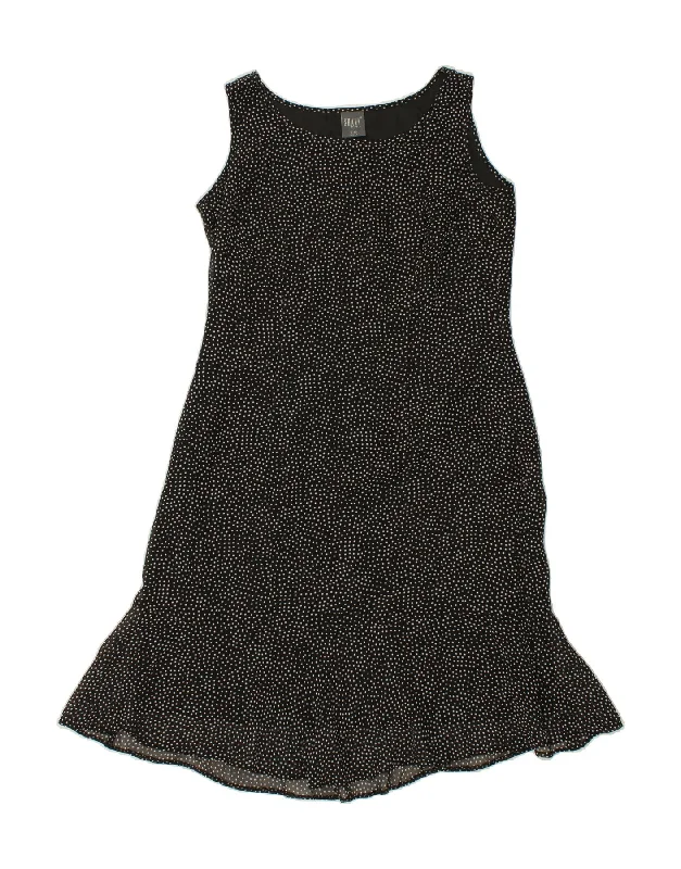 VINTAGE Womens Sleeveless Basic Dress UK 14 Medium Black Spotted