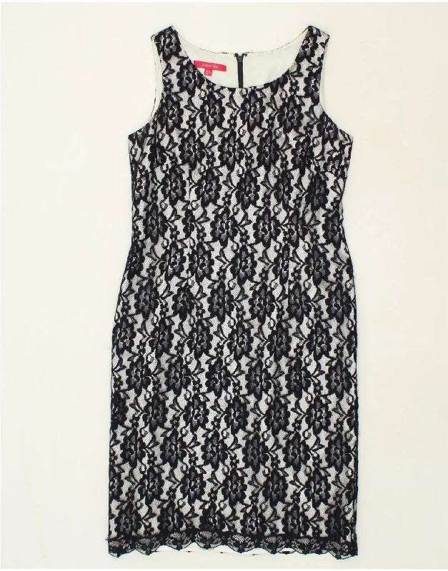 JACQUES VERT Womens Sleeveless Sheath Dress UK 12 Medium Black Floral