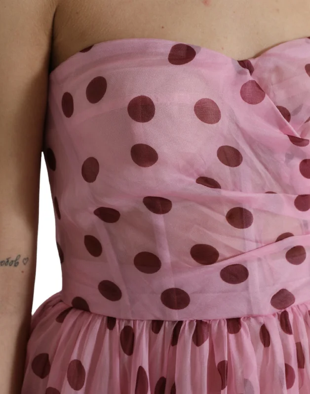 Dolce & Gabbana Chic A-Line Strapless Silk Dress in Women's Pink