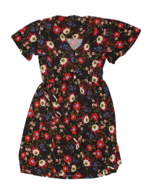 FRENCH CONNECTION Womens A-Line Dress UK 8 Small  Black Floral Viscose