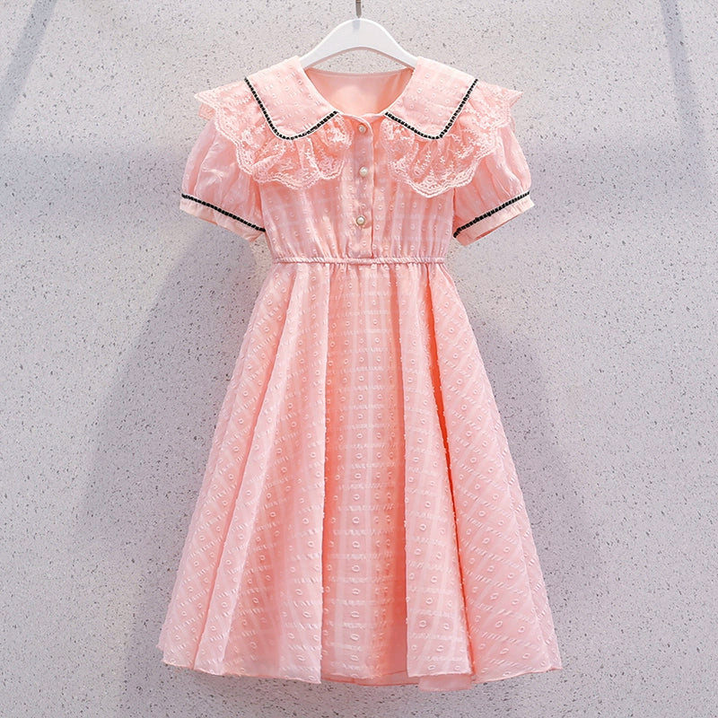 Girls' Dress Summer Dress Stylish Little Girls' Chiffon Princess Dress Summer New Style Children's Youth Puff Sleeve Dress Girls' Dress Summer Dress Stylish Little Girls' Chiffon Princess Dress Summer New Style Children's Youth Puff Sleeve Dress