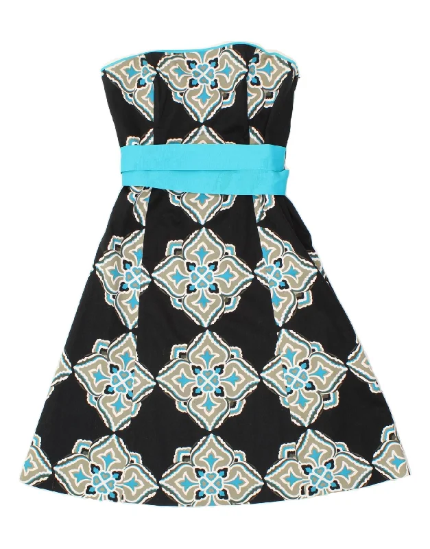 COAST Womens Strapless Dress UK 12 Medium  Black Floral Cotton