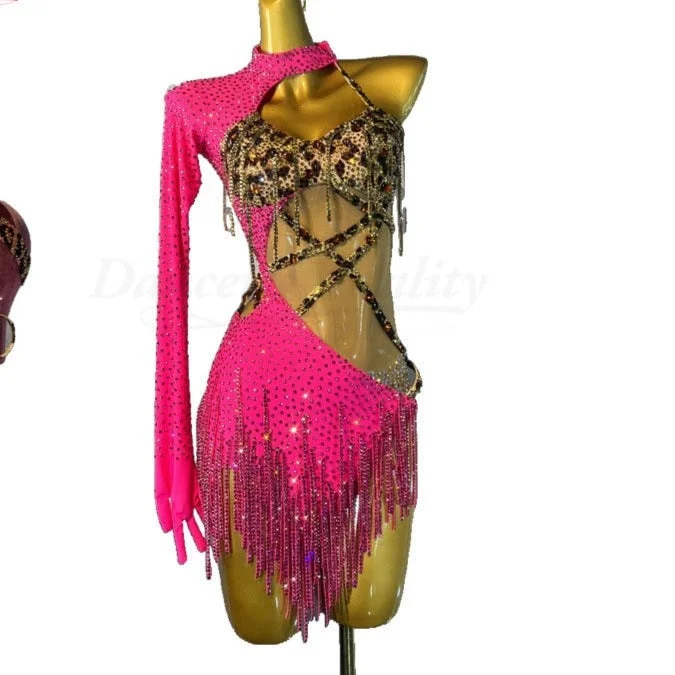 Sexy Latin Dance Dress Women Competition Costume Art Tassel Dresses