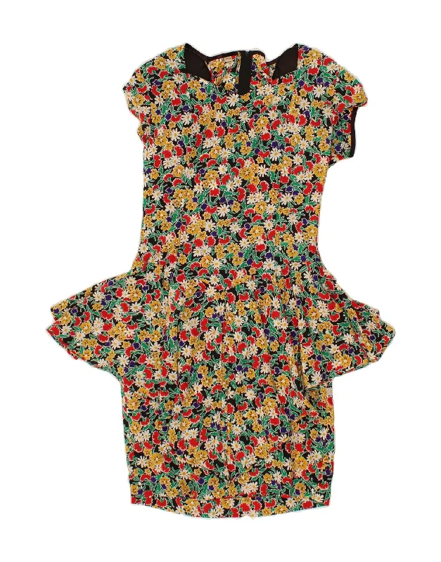 MARIELLA BURANI Womens Peplum Dress UK 12 Medium Multicoloured Floral Silk