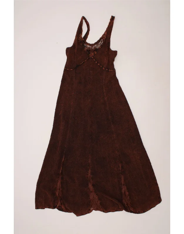 VINTAGE Womens Sleeveless A-Line Dress UK 8 Small Burgundy