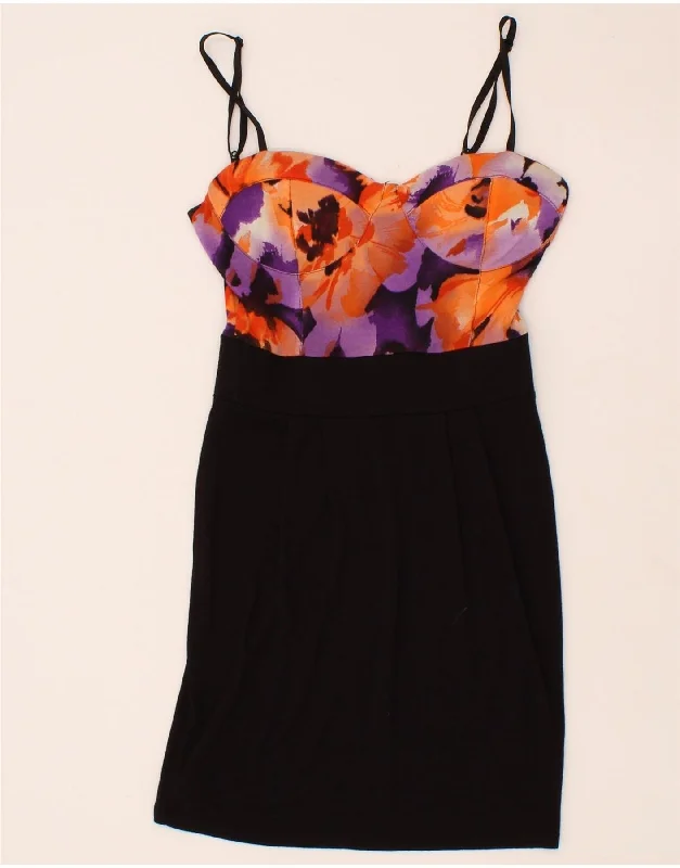 MISS SELFRIDGE Womens Sleeveless Sheath Dress UK 4 XS Black Floral Viscose