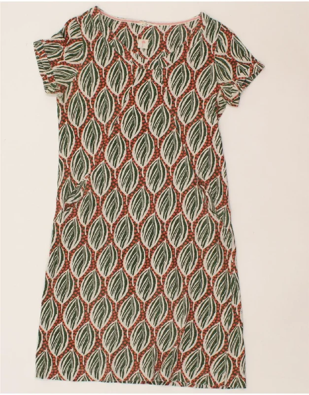 WHITE STUFF Womens Abstract Pattern Basic Dress UK 10 Small Green Cotton