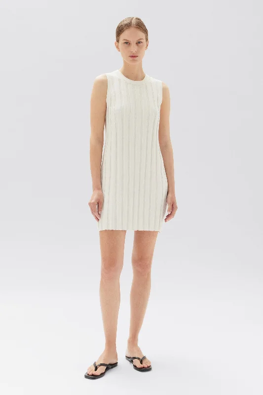 Alana Knit Rib Mini Dress Elegant Satin Lace Mini Dress