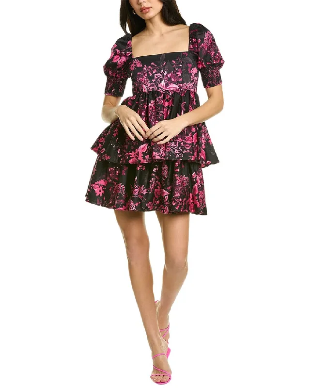 alice + olivia Emmalou Tiered Mini Dress Stylish Plaid Mini Dress