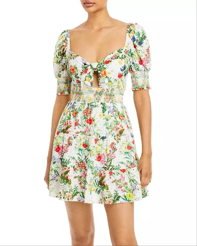 Alice and Olivia Kristie Floral Print Puff Sleeve Mini Dress, White, 4 Cozy Long Sleeve Mini Dress Alice and Olivia Kristie Floral Print Puff Sleeve Mini Dress, White, 4 Cozy Long Sleeve Mini Dress