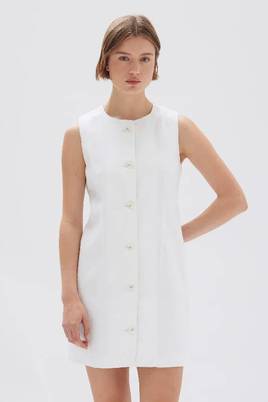 Coralie Linen Mini Dress Comfortable Smocked Mini Dress