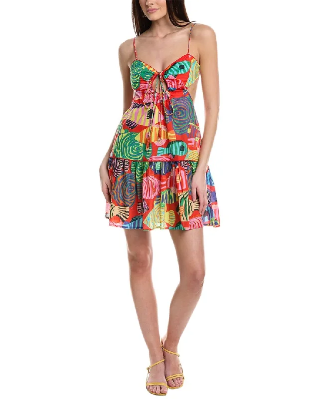 FARM Rio Striped Fishes Mini Dress Comfortable Wrap Mini Dress