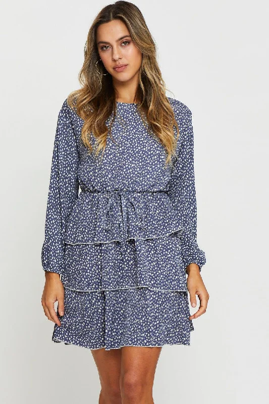 Geo Print Mini Dress Low Rise Cozy Sweater Mini Dress