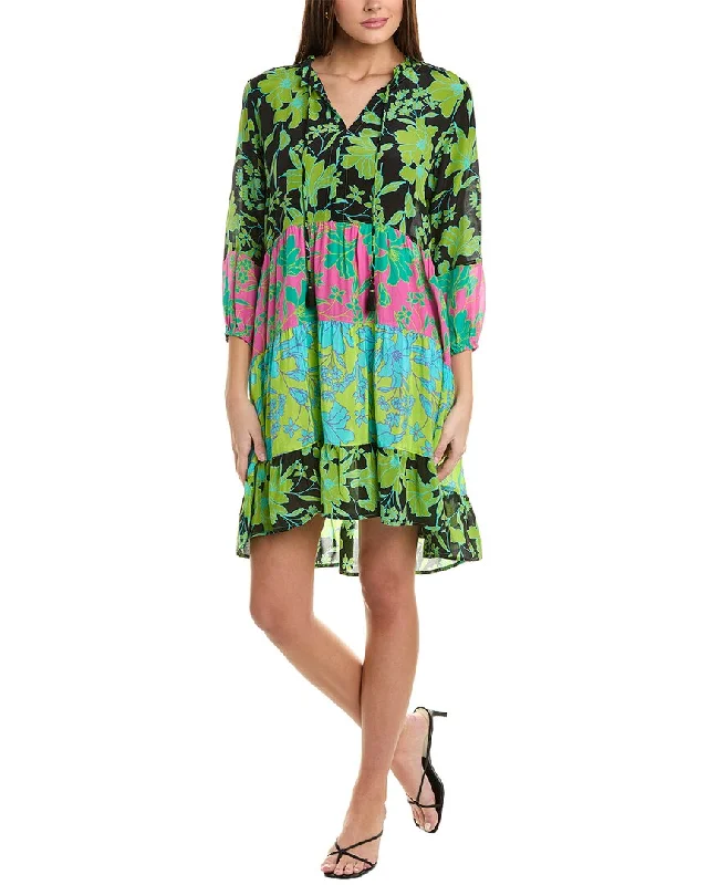Johnny Was Miramar Tiered Silk Mini Dress Trendy Bodycon Mini Dress