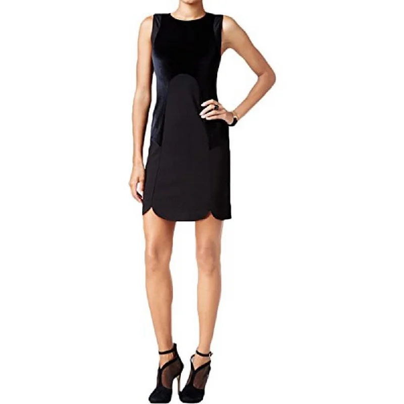 Kensie Junior's Velvet Contrast Sleeveless Mini Dress, Black, L Stylish Short Sleeve Mini Dress