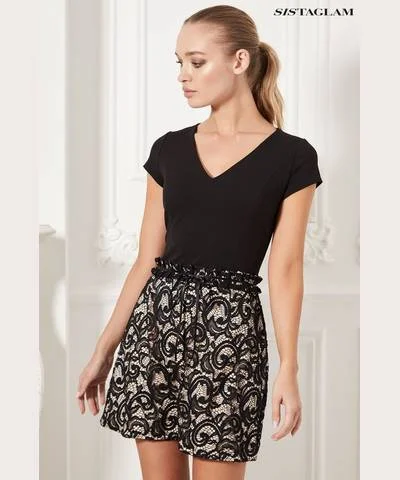 Lace Short Sleeve Mini Dress Chic Bohemian Mini Dress