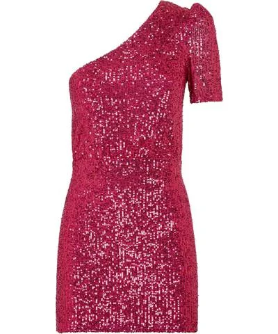 Petit Pink One Shoulder Sequin Mini Dress Comfortable Polka Dot Mini Dress