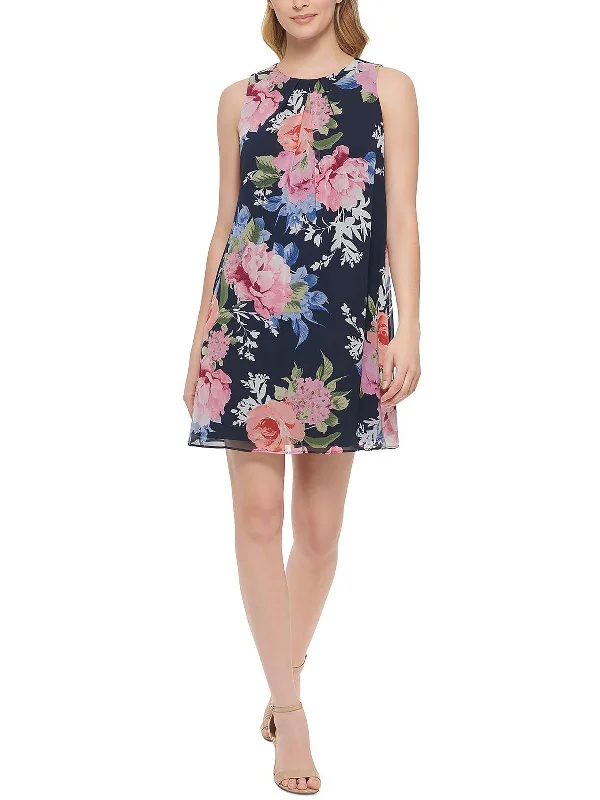 Petites Womens A-Line Short Mini Dress Cozy Knitted Mini Dress