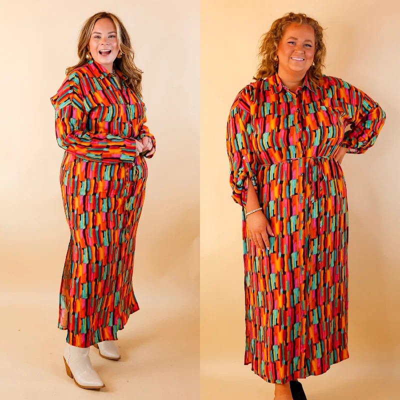 Play It Again Button Up Watercolor Maxi Dress With Embroidered Back Cozy Cold-Shoulder Maxi Dress