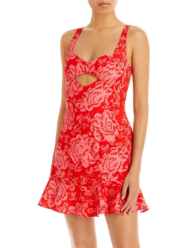 Womens Cut Out Above Knee Mini Dress Trendy Crossover Mini Dress