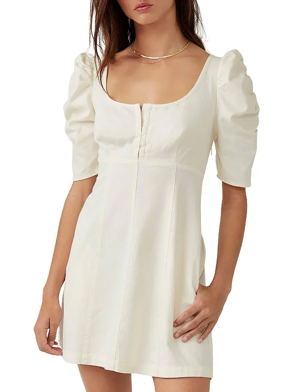 Womens Daytime Denim Mini Dress Comfortable Casual Mini Dress
