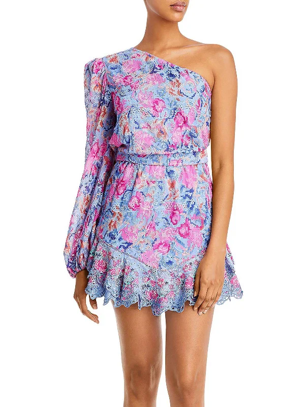 Womens Eyelet Mini Mini Dress Trendy Tie-Dye Mini Dress