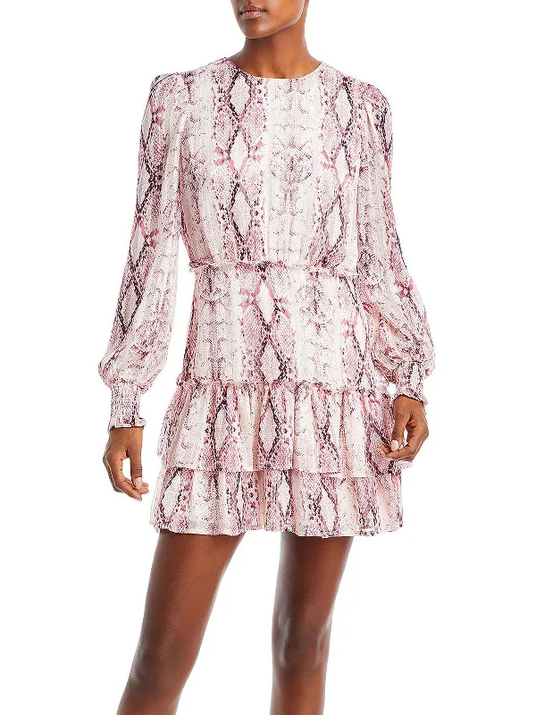 Womens Metallic Mini Mini Dress Trendy A-Line Mini Dress