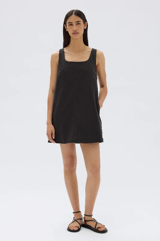 Zoey Twill Mini Dress Classic Black Mini Dress