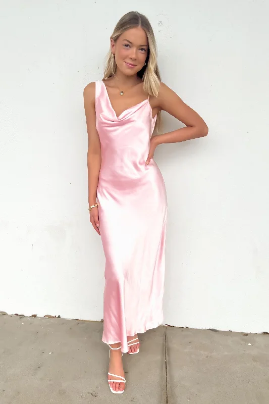 Arama Maxi Dress Pink Trendy Printed Maxi Dress