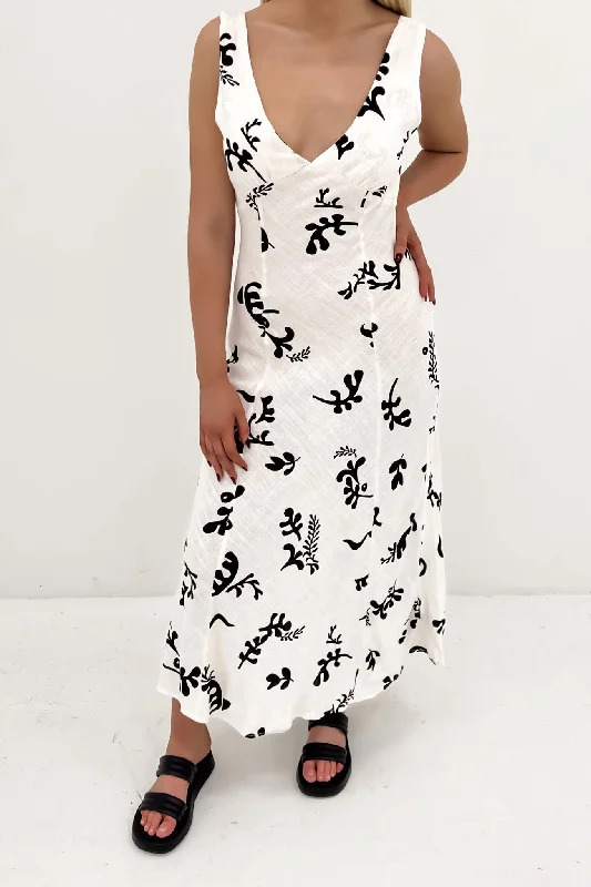 Bari Maxi Dress Cream Black Classic Solid Maxi Dress