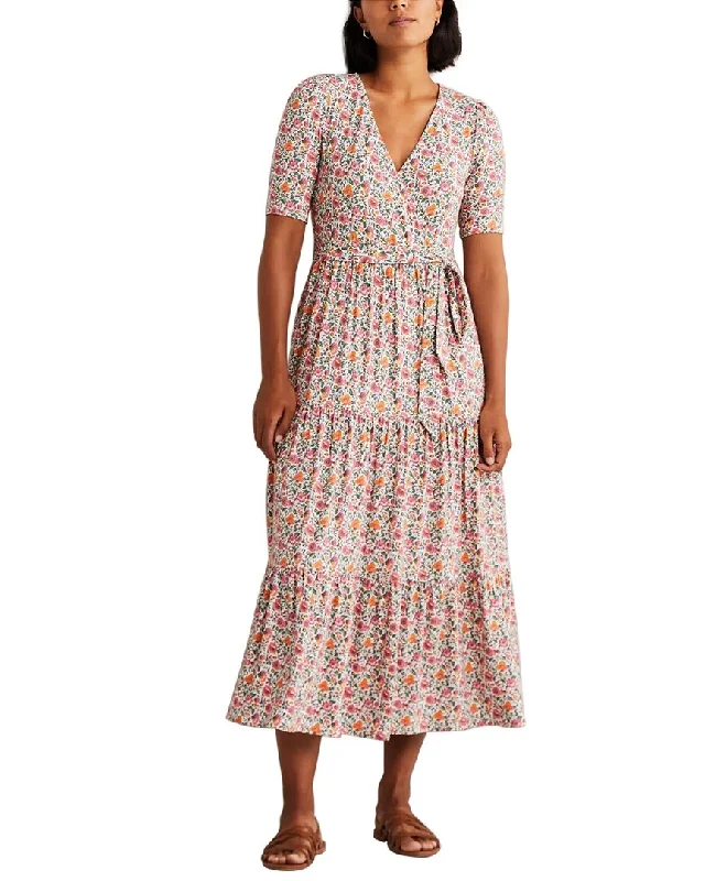 Boden Tiered Wrap Jersey Maxi Dress Comfortable Bohemian Maxi Dress
