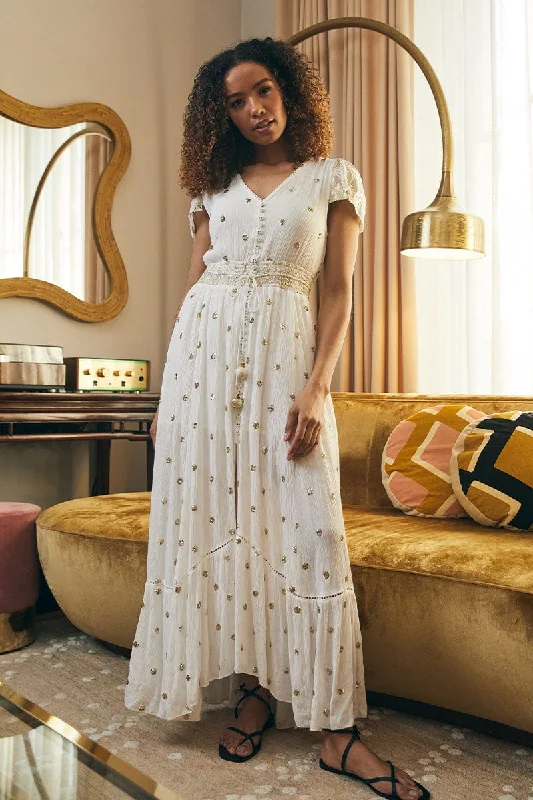 Sequin Cut-Out Back Maxi Dress Trendy Button Front Maxi Dress