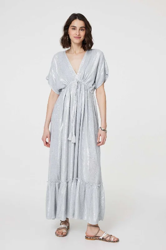 Dotty Empire Waist Kimono Maxi Dress Stylish Boho Maxi Dress