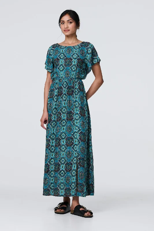 Printed Batwing Sleeve Maxi Dress Classic Tulle Maxi Dress