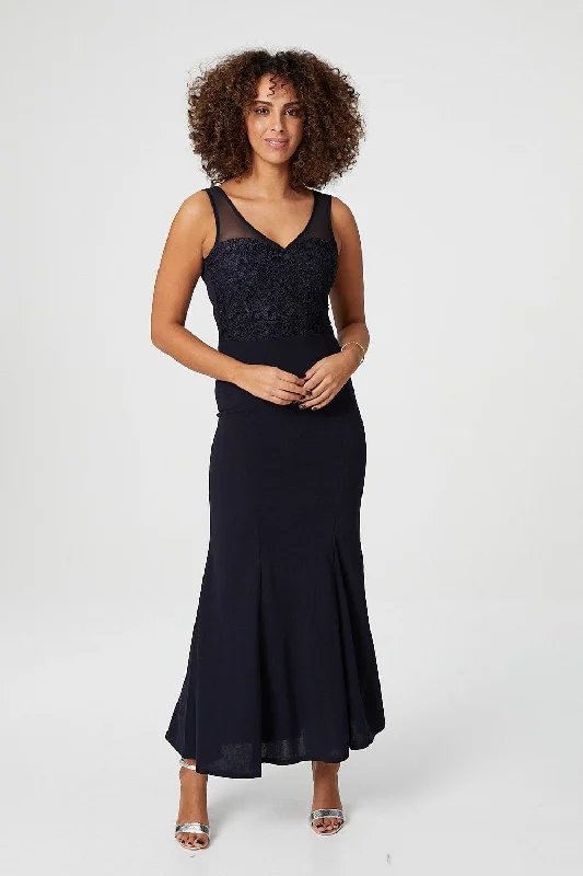 Lace Top Fishtail Maxi Dress Cozy Wrap Maxi Dress