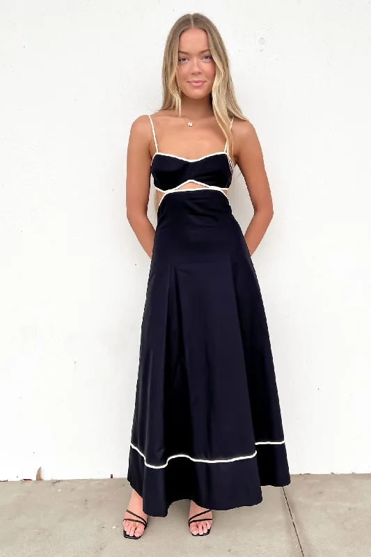 Eriko Maxi Dress Black Elegant Silk Maxi Dress