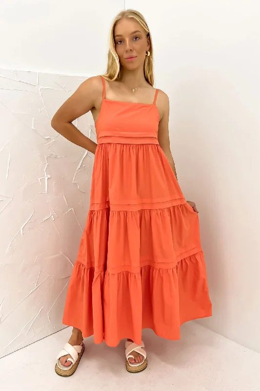 Esme Maxi Dress Coral Fashionable Halter Neck Maxi Dress