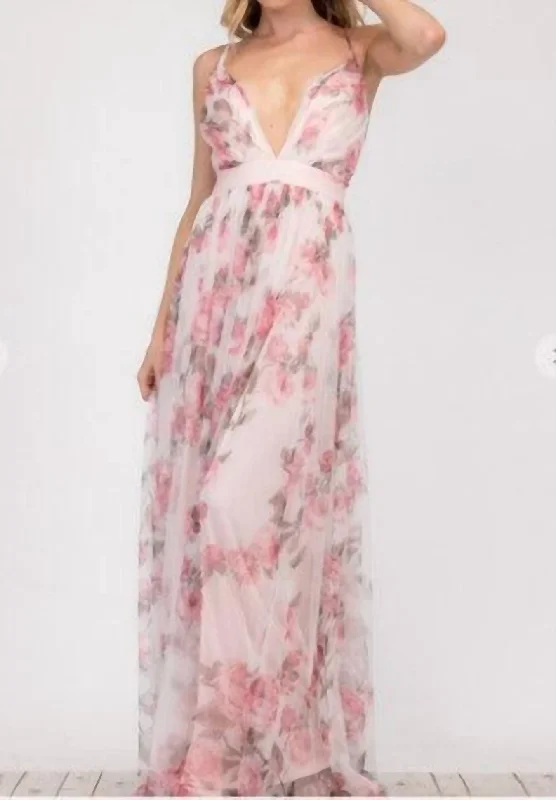 Floral Pattern Maxi Dress in Empire State Of Mind Trendy Maxi Dress with Straps