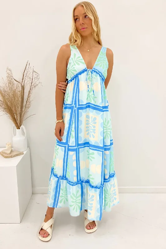 Hadden Maxi Dress Blue Cozy Longline Maxi Dress